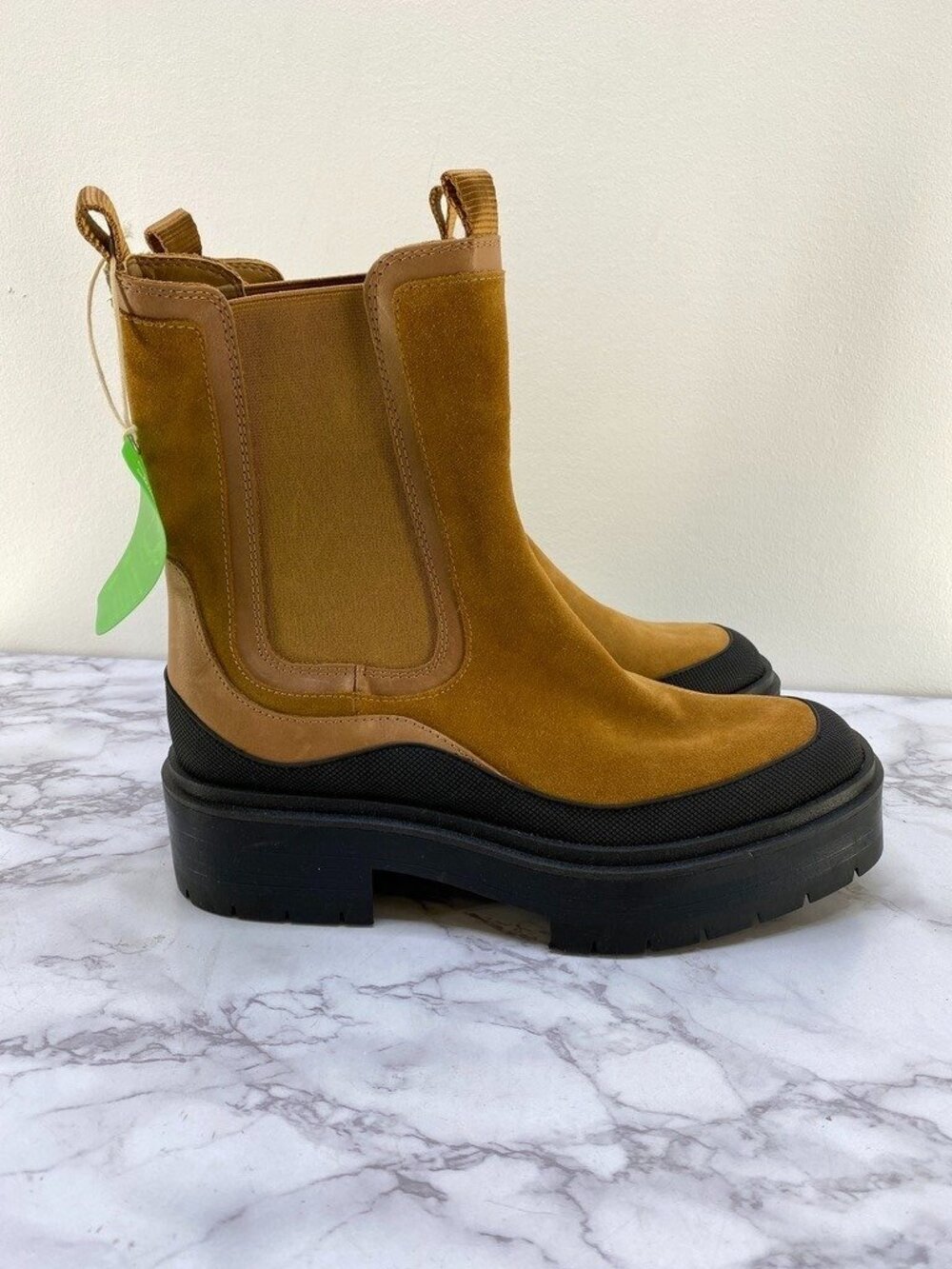 Sam Edelman Lulia Lug Sole Chelsea Water Repellent Brown / Black SZ 10.5